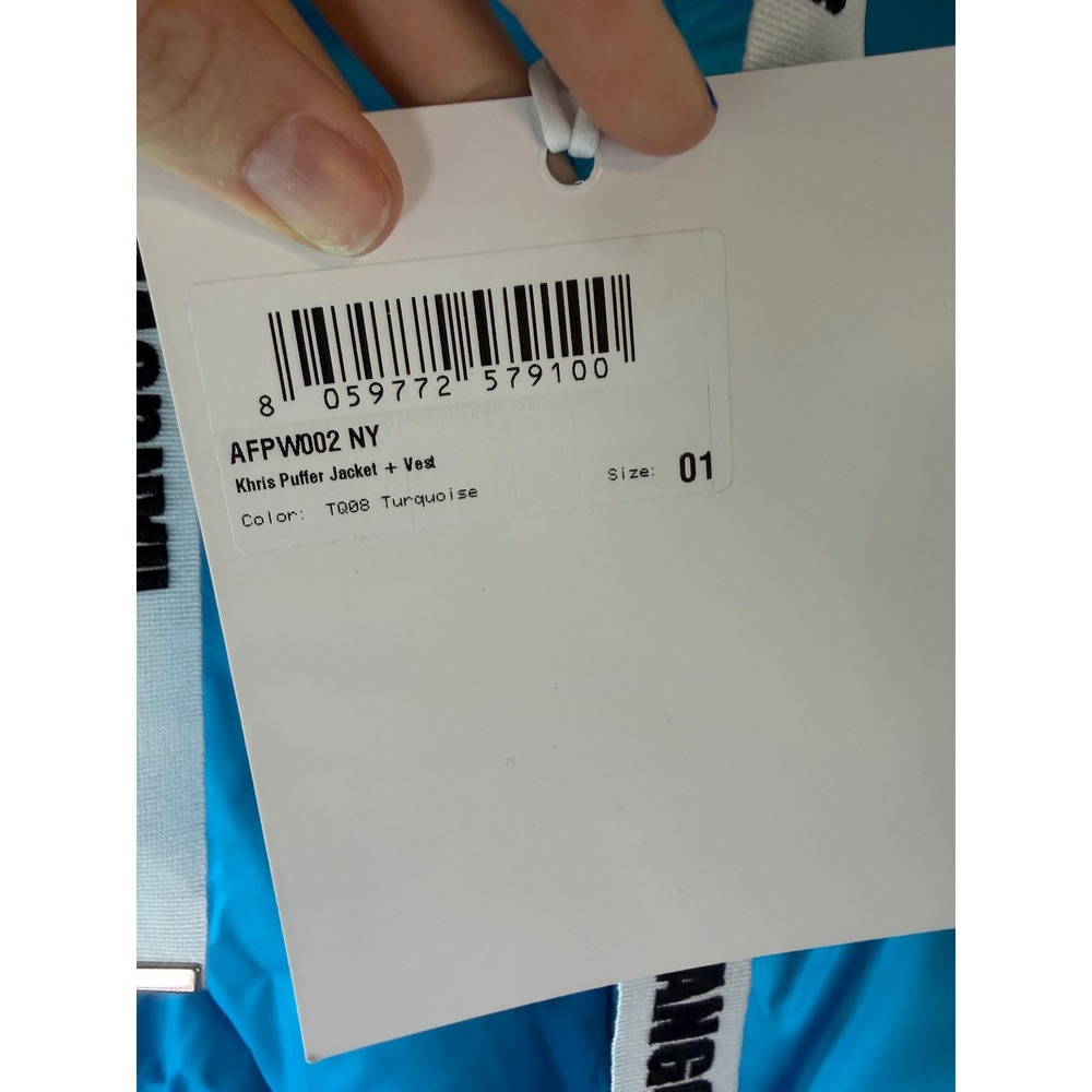 Khrisjoy Khris Hangover Club Puffer Jacket Turquoise Logo Drawstring Size 01 - Picture 10 of 16